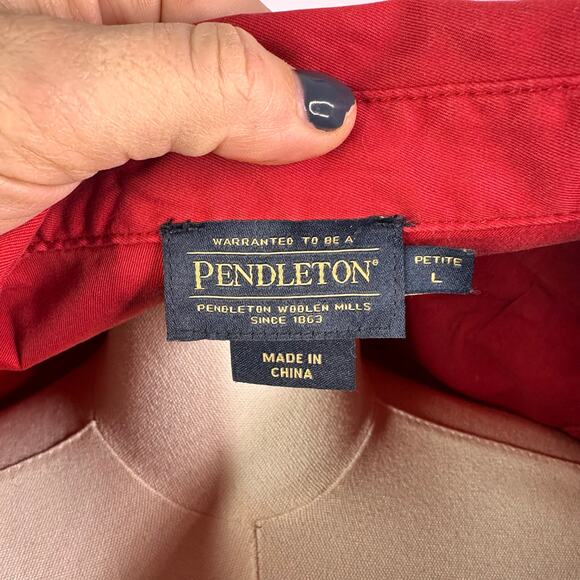 Vintage Pendleton Women's Red Jean Trucker Jean Jacket Button Front Size large - Picture 5 of 6